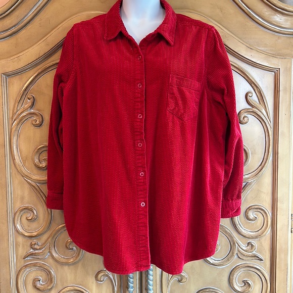 Woman Within Tops Woman Within Red Corduroy Button Down Poshmark